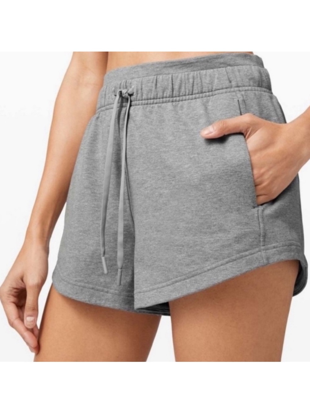 Lululemon Inner Glow Shorts Gray Workout Gym Shorts Heathered Core Light Grey
